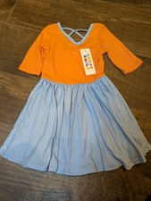 Dot Dot Smile Girl Ballerina Skater Dress 3-4 NWT Short Sleeve Tangerine Blue