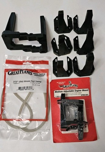 Lot of (6) Great Planes RC Airplane Engine Mounts 40 to 120 + Fuel Line