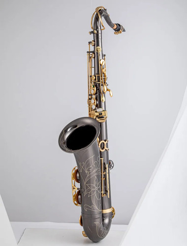 New Bb Tenor Saxophone Sax Brass Body Black Nickle Plated Golden Keys - - Picture 8 of 14