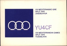 QSL radio card YU4CF 1979 Split Yugoslavia Kico 3 Circles