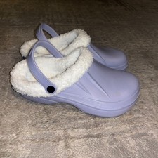 Women's Slip-On Slippers Faux Fur Lined Fleece Solid Closed Toe Casual Size 11