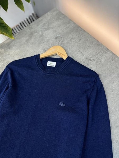 Men Lacoste Sweater Navy Wool L #A0E1