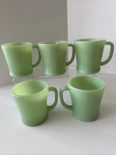 Vintage Fire King Jadite D-Handle Coffee Mugs 5
