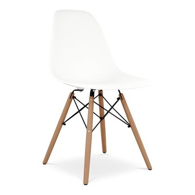 Aron Living Pyramid 17.5'' Plastic and Beech Wood Dining Chair in White