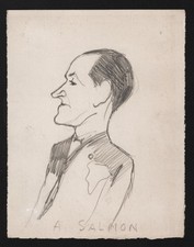 André Salmon ecrivain poete romancier poet critic drawing dessin van Caulaert