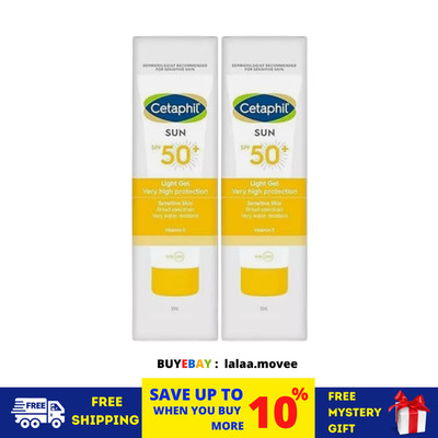 2 X CETAPHIL Sun SPF50 Light Gel Very High Protection Sunscreen 50ml Face & Body
