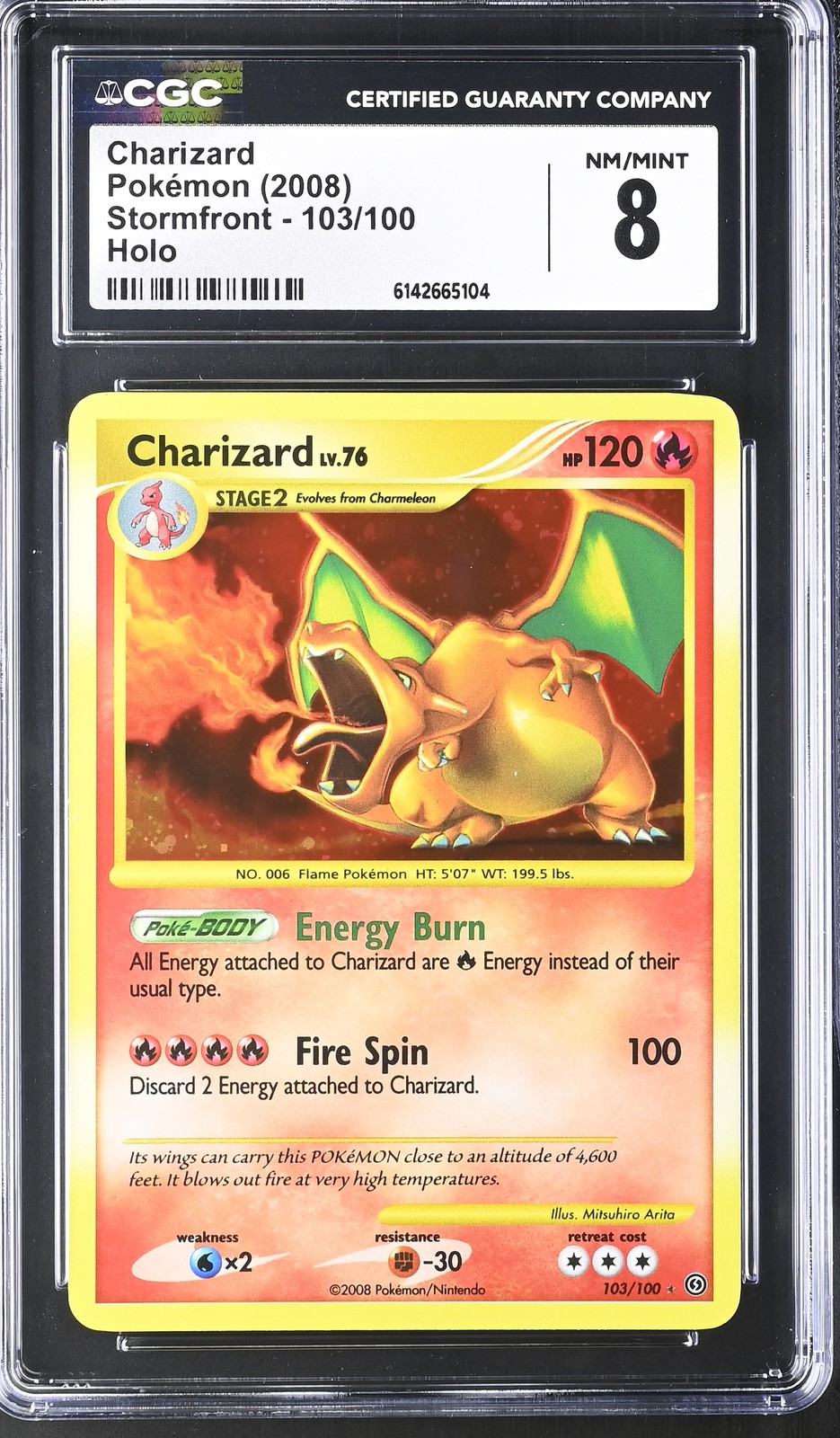 CGC 8 NM/MINT Charizard 103/100 Stormfront Holo Pokemon Card
