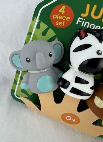 Animali della Giungla Set di 4 Burattini da Dito Bagno e Tempo di Gioco Divertente - Foto 2 di 6