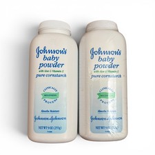 VINTAGE JOHNSON'S BABY POWDER ALOE CORN STARCH 9 OZ FREE Pack of two