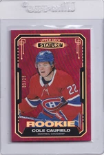 2021-22 Upper Deck Stature Design Variant Red Rookie RC #165 Cole Caufield Habs