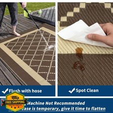 Garvee 9x12 Outdoor Rug, Waterproof Straw Patio Mat, Reversible, Brown
