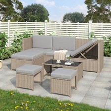 4-6 Seater Garden Lounge Set, Garden Furniture Set, Ratten Sofa, Seating Group, 