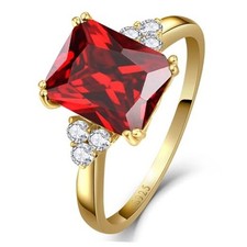 3.5ct Simulated Gemstone Ring 925 Sterling 7 C-Simulated Ruby-14K Gold Plated