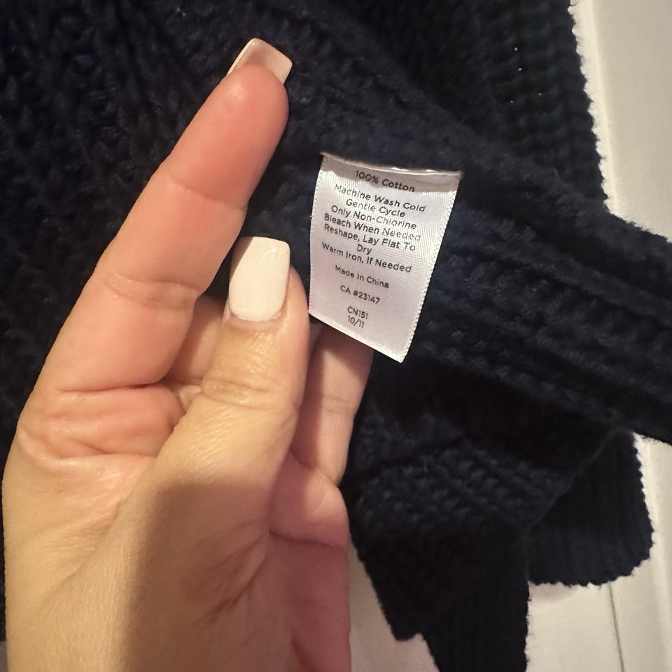 Women's Talbots Blue Chunky Knit WideShawl Collar Open Sweater Size ...