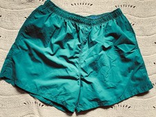VTG Lands End Green Nylon Swim Shorts Trunks Mesh Lining Pockets 1990s Men s L