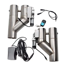 3in 76mm 304SS Dual Electric Exhaust Downpipe Valve w/ Remote Control Dual Valve