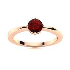925 Silver Round Garnet Gemstone Statement Solitaire Boho Ring Jewelry