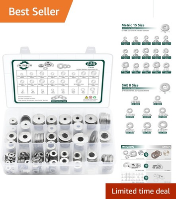 #ad Optimal Load Distribution 520 Pcs Stainless Steel Washers Flat Assortment Set $52.56