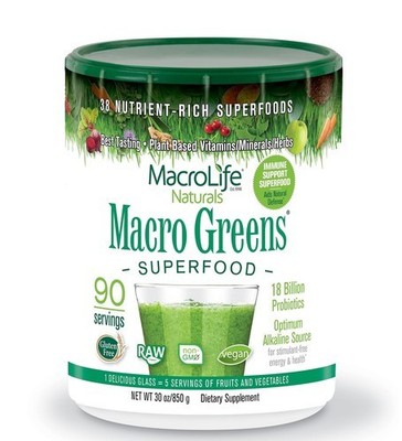 Macro Greens Super Greens Herbal Supplement by MacroLife 30 Ounce