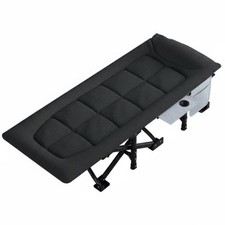 Padded Rest Lounger Foldable Design Folding Cot Built-in Pillow for Home