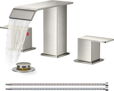 Bathroom Faucet 3 Hole 8" Widespread Sink Faucets Brushed Nickel  3-Hole 4-12 I