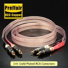 2RCA Cables OCC Flat Belt Interconnect Audio Cable Speaker Box HDTV TV DVD AMP