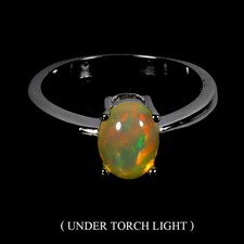 925 Sterling Silber Ring oval Feueropal 8x6 mm Natur Edelstein Schmuck Größe 7