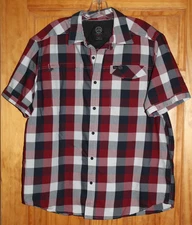 NWOT Wrangler ATG Regular Fit Shirt Men's XL Burgundy Plaid Button Up Short Sl.