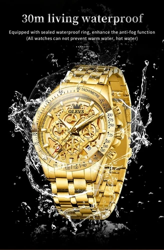 Waterproof Quartz Luminous OLEVS Business Luxury Men Watch Date Strap Gold Watch - Bild 14 von 25
