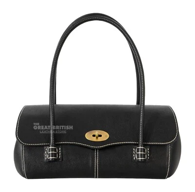 SMART RANGE LEATHER Women's Handbag Black Cowhide Real Leather Top Handle Bag