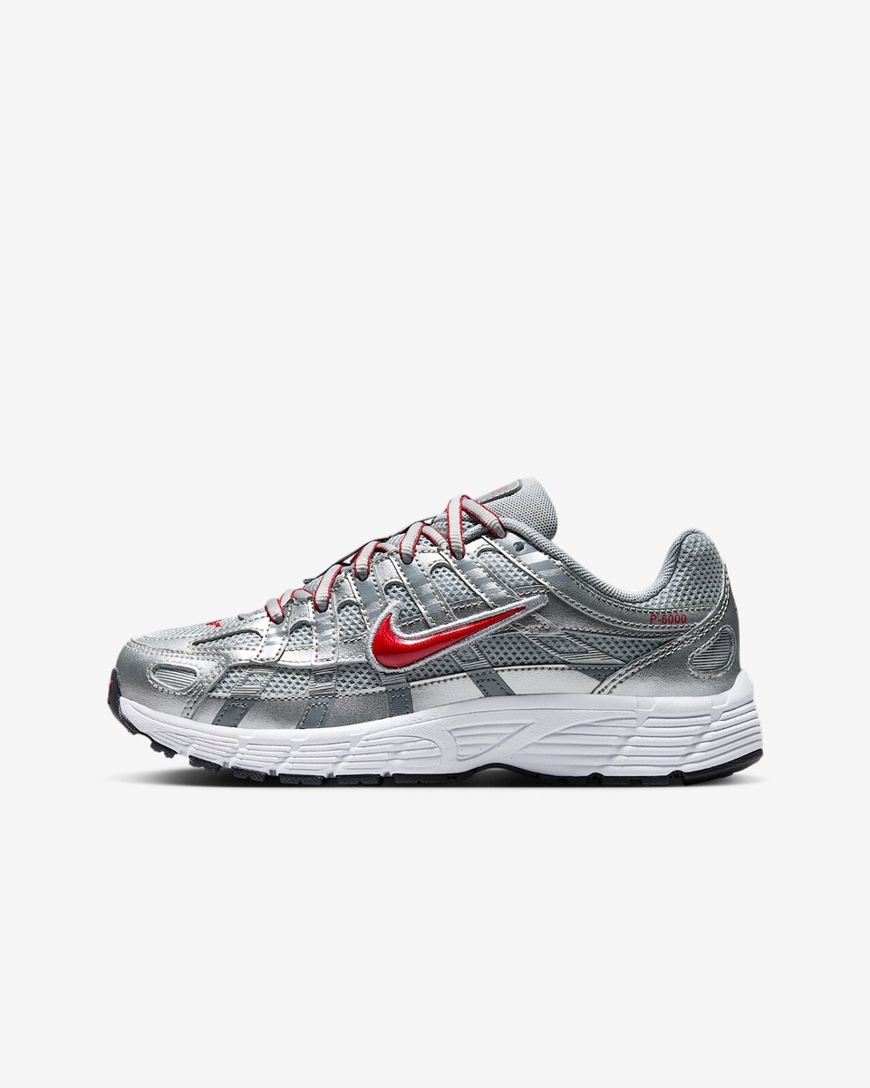 Nike GS P-6000 Metallic Silver Gym Red HV5064-002 Size 3.5Y
