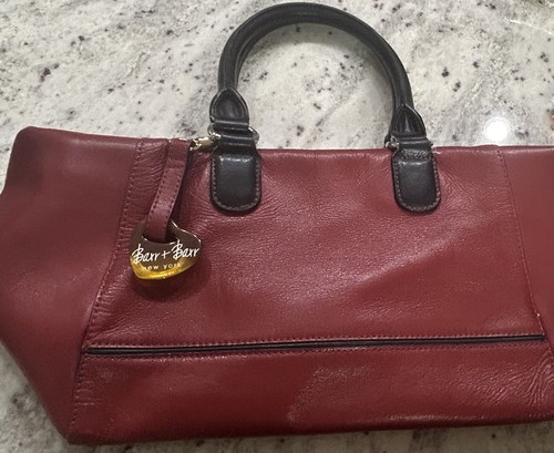 Barr + Barr New York Bag Genuine Leather Red With Black Handles Handbag - Picture 3 of 9