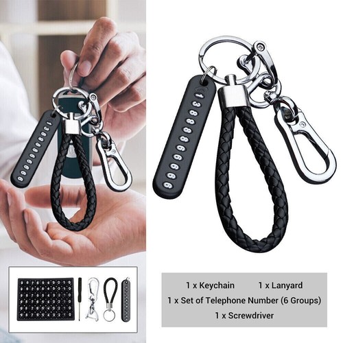 1x Car Anti-Lost Keychain Phone Number Strip Card Weave Rope Pendant Key Holder - Picture 13 of 14