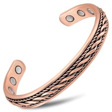 MagnetRX  Magnetic Therapy Women's Copper Bracelet Cuff Bangle Inlay Wire 