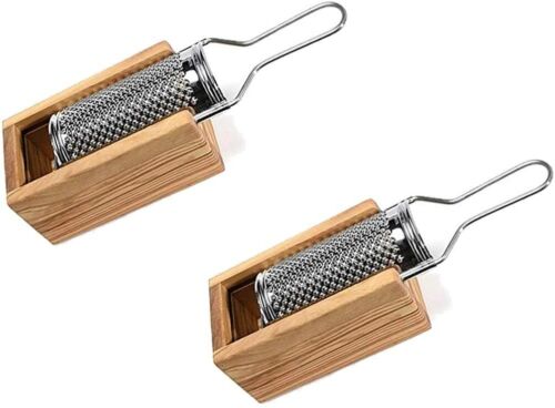 (D) Cheese Grater Stainless Steel Parmesan Kitchen Graters Vintage French (2 PC) - Picture 1 of 1