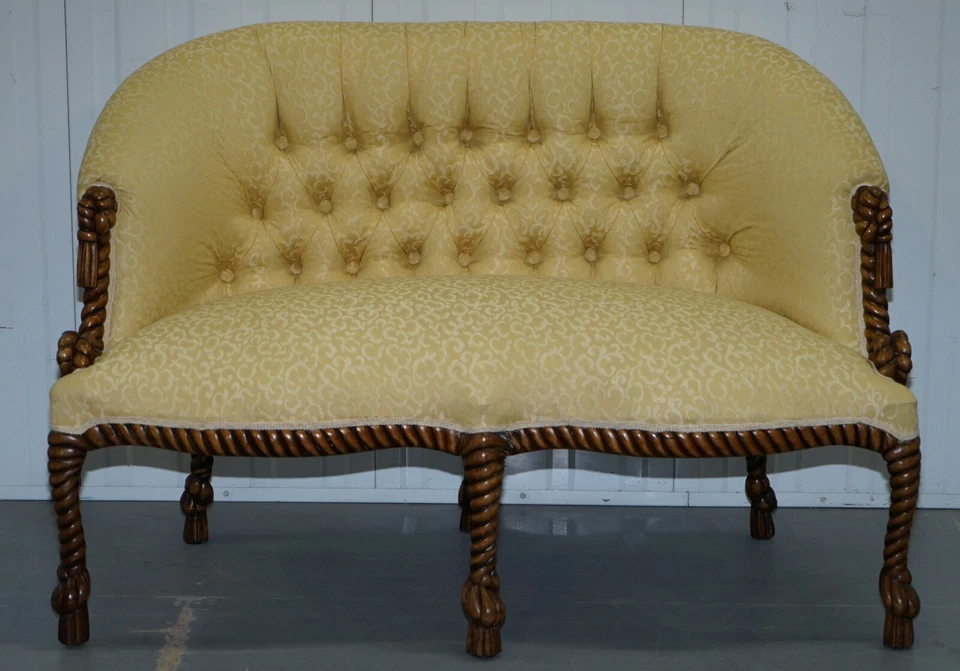 ВЕРЕВОЧНЫЙ ТВИСТ НАПОЛЕОН III СТИЛЬ КОМПЛЕКТ КРЕСЛО И ДИВАН-СЕТТИ CHESTERFIELD - Изображение 3 из 4