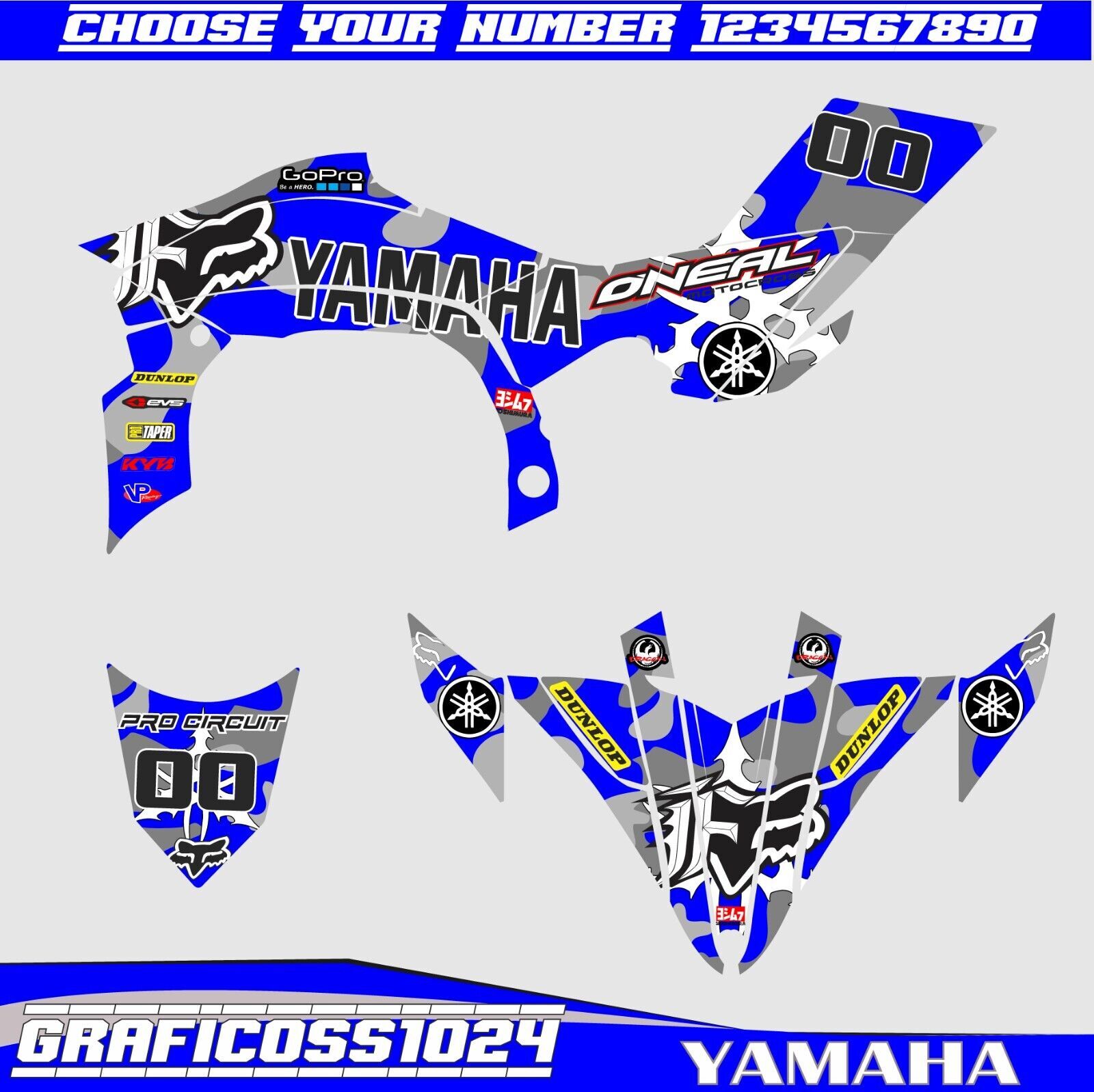 Yamaha YFZ 450R 450X Graphics kit 2014 2016 2018 à 2024 decals stickers