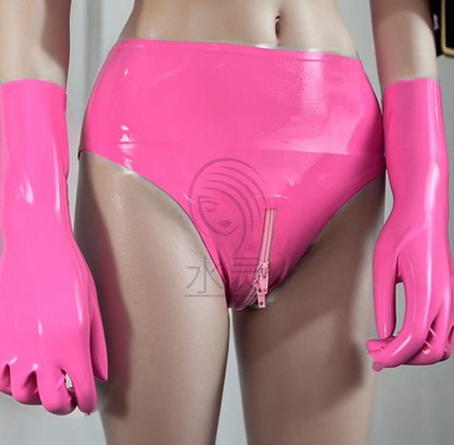 Sexy Womens Latex Rubber Panties Shorts w/ crotch zipper Underwear Handmade UK - Picture 2 of 6
