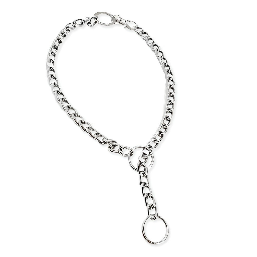 Choker Collar Necklace 18"" Double Ring Clasp Necklace Stainless Steel Jewellery