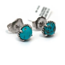 DAVID YURMAN New 8mm Chatelaine Stud Earrings in Matrix Kingman Turquoise