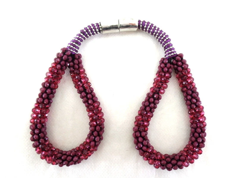 Fashion Jewelry Armband Bordeaux Modeschmuck Magnetverschluss Perlen Knoten - Bild 4 von 4