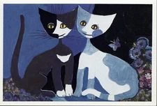 Rosina Wachtmeister - Two Cats - Set of Ten Vintage Notecards