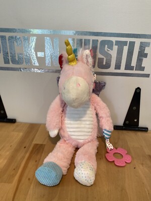 Make Believe Ideas Pink Unicorn Super Sensory Plush 15'' Crinkle Taggies Rattle