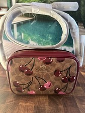 NWT Coach Mini Jamie Camera Bag In Signature Canvas &Leather Cherry Print CAB03