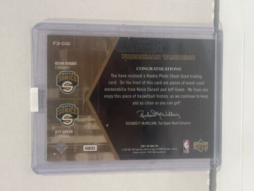 2007-08 SPx Freshman Tandems Jerseys Kevin Durant Jeff Green #F2-DG Rookie RC - Picture 3 of 3
