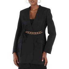 Givenchy Chain Detail Blazer Jacket In Black, Brand Size 40 (us Size 6)