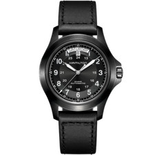 New Hamilton Khaki Field King Auto Black Dial Leather Band Men's Watch H64465733