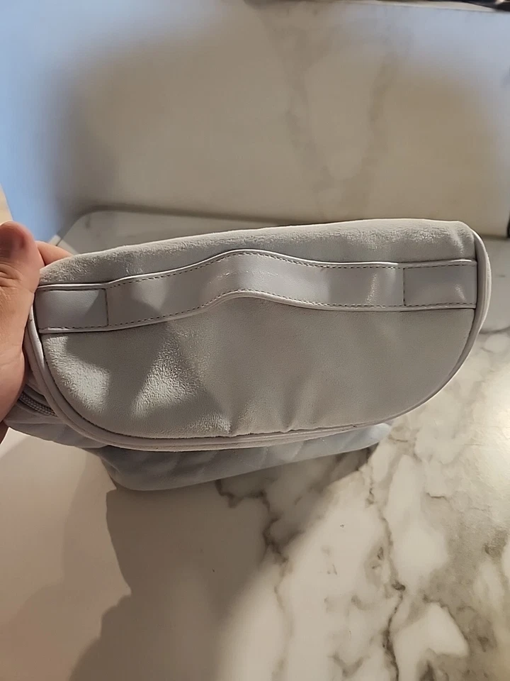 Bath and Body Works Blue Quilted Square Zipper Cosmetic Bag Makeup Wih Mirror - Image 3 of 4