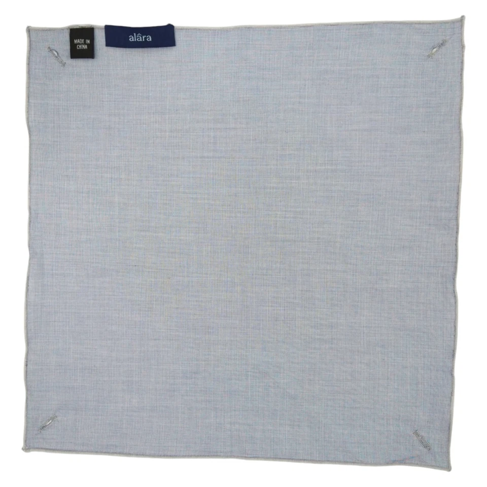 ALARA Mens Handkerchief Pocket Square Faded Blue Solid 100% Cotton Hanky 12.5" - Image 3 of 4
