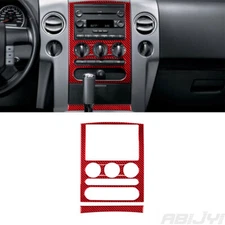 For Ford F-150 FX4 2004-08 Red Carbon Fiber Interior Central Console Cover Trim